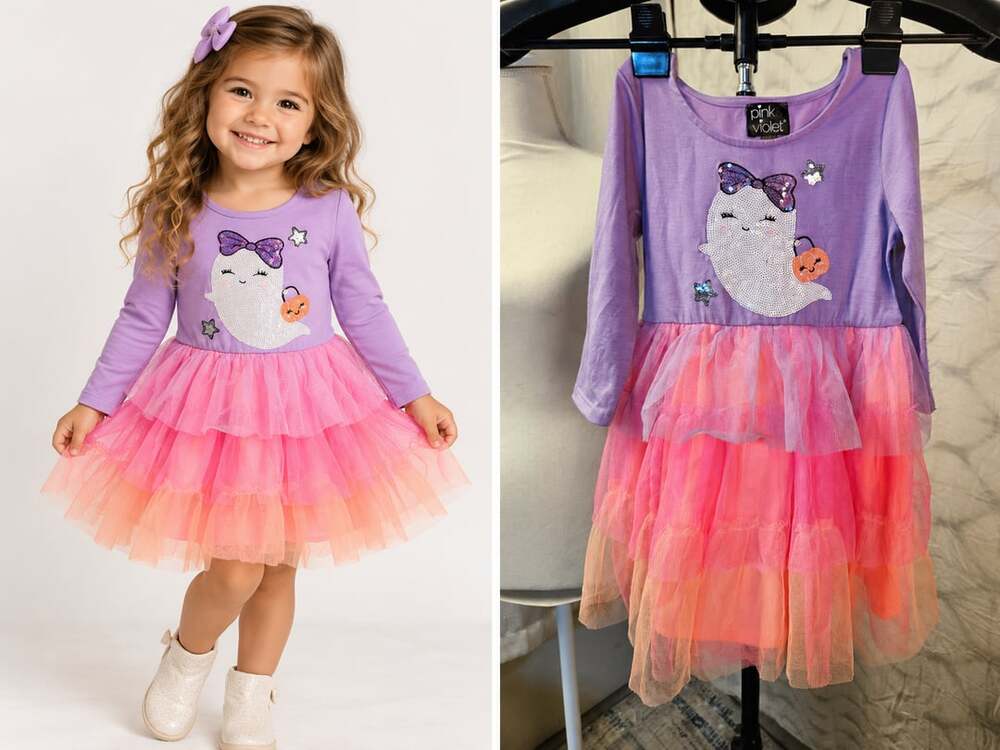 Pink & Violet Ghost Dress Size 4 Purple Pink Sequins Halloween Tutu